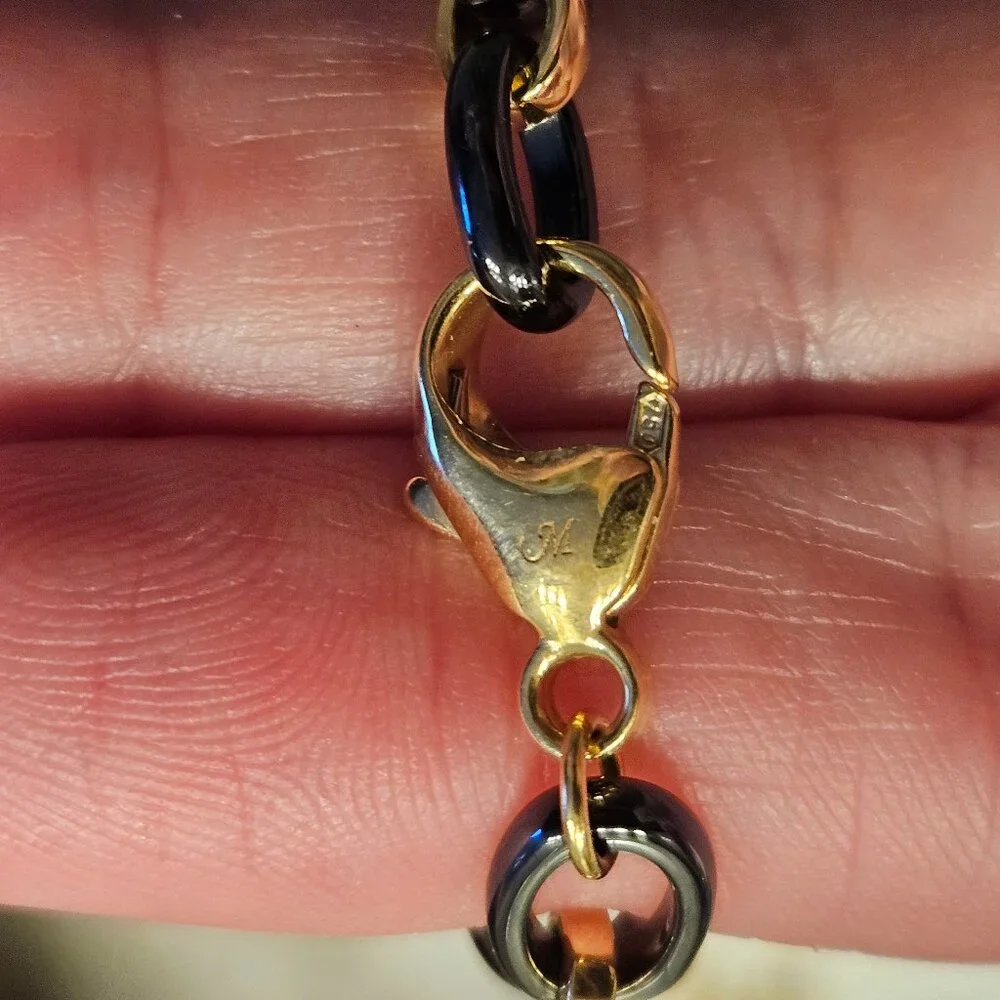 RARE MONICA RICH KOSANN AUDREY BLACK CERAMIC 18K GOLD 18